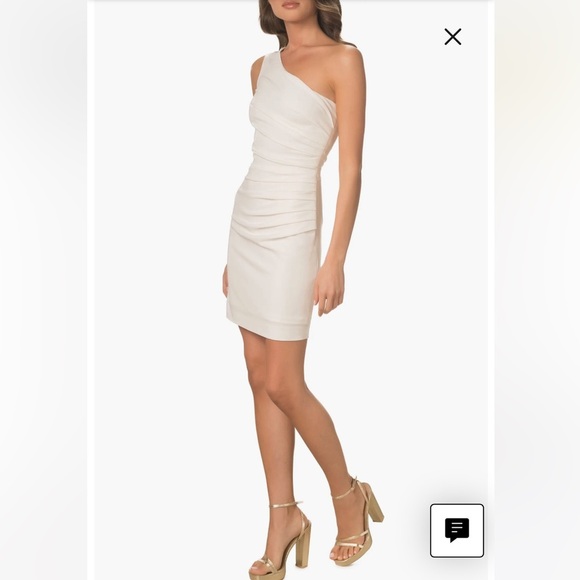 NEW Dress the Population Martie One Shoulder Ruched Bodycon Mini Dress Medium - Picture 1 of 4